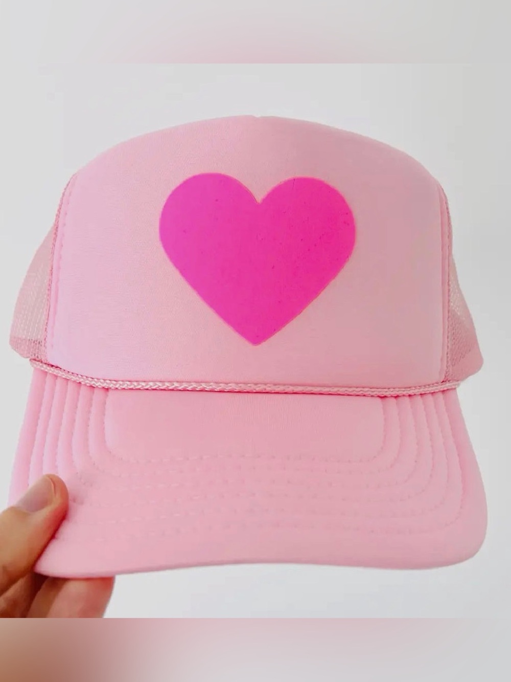 OTTO Pink Trucker Hat with Bright Pink Heart